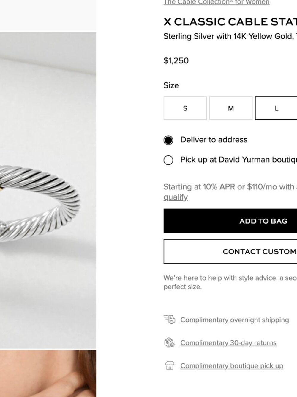 David Yurman X Classic Cable Station Bracelet 7mm – Large - Picture 6 of 7